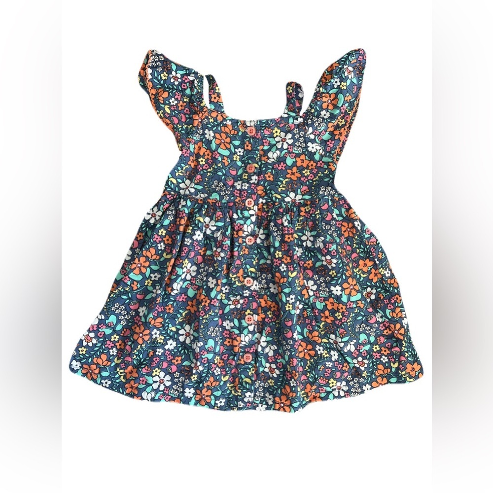 Penelope Mack Floral Kids Dress - Blue, Orange, Pink, White